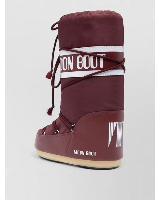Moon Boot Red Boot Flat Sole High Shaft Round Toe