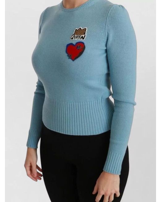 Dolce & Gabbana Blue Wool Slim-Fit Pullover Sweater