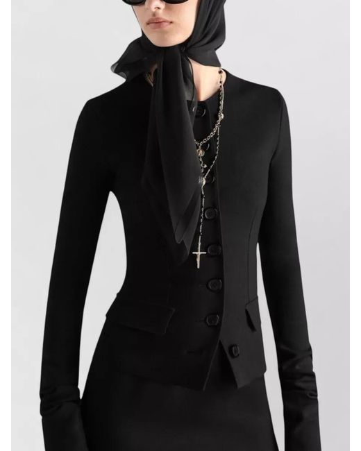 Dolce & Gabbana Black Virgin Wool Slim-Fit Single-Breasted Blazer