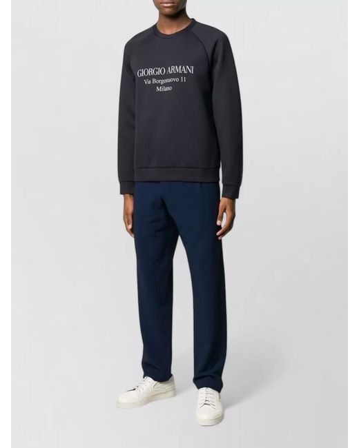 Giorgio Armani Blue Borgonuovo 11 Cotton Jersey Crew Sweatshirt for men