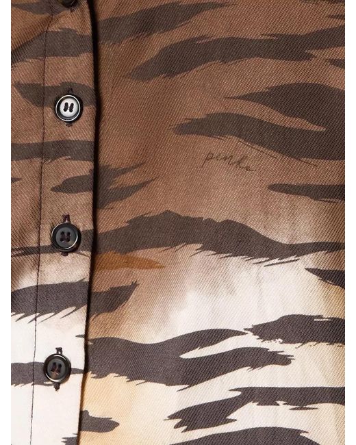Pinko Brown Animal-Print Cropped Shirt