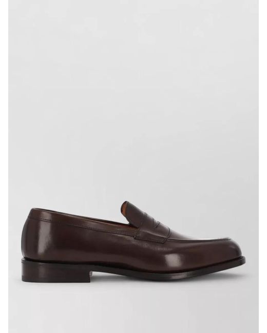 Tricker's Brown Leather Loafers Round Toe Penny Strap for men