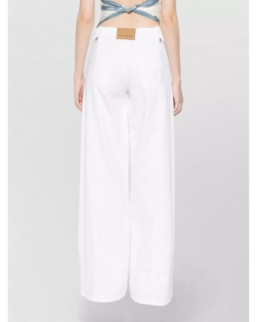 ERMANNO FIRENZE White High Waist Denim Trousers Wide Leg