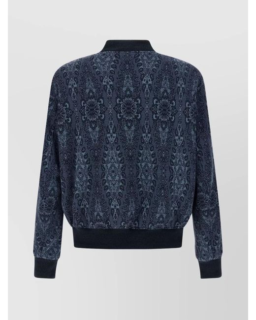Etro Blue Jacquard Bomber Jacket for men
