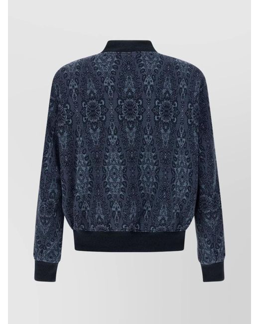 Etro Blue Jacquard Bomber Jacket for men