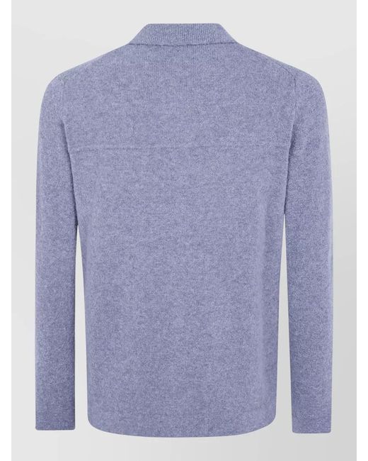 Zanone Blue Shirt Collar Cardigan Front Pockets Ribbed Texture for men