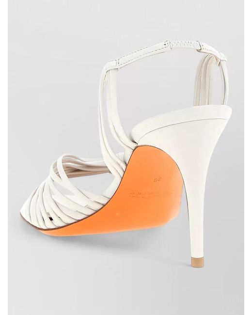 Santoni White Leather Knotted Sandals