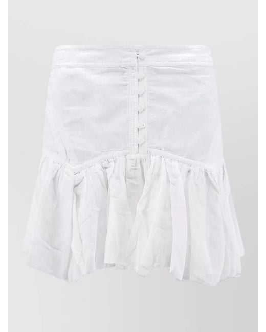 Isabel Marant White Daneen Organic Cotton Viscose Button Mini Skirt