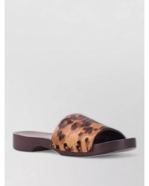 LA ROSE Brown Animal Print Flat Sole Open Toe Sandals