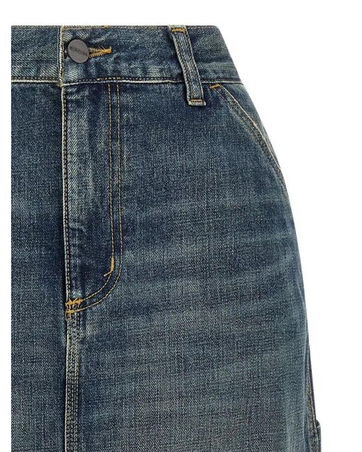Carhartt Blue Cotton Knee-Length A-Line Skirt