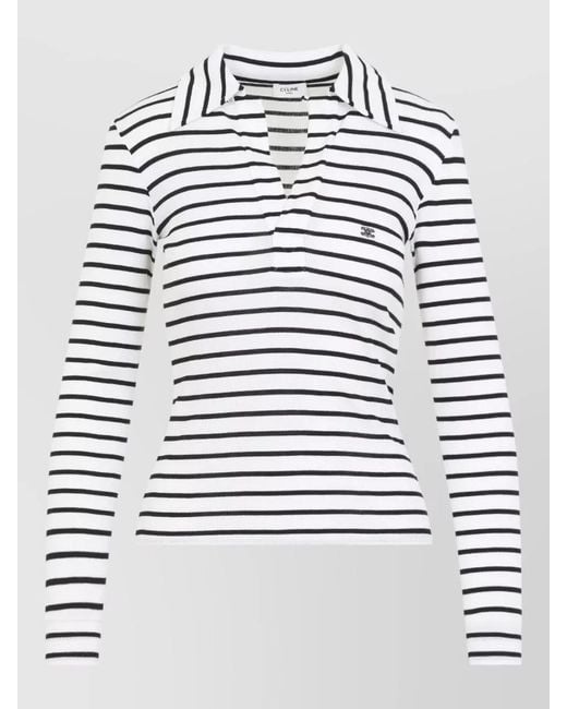 Céline White Silk Polo Shirt