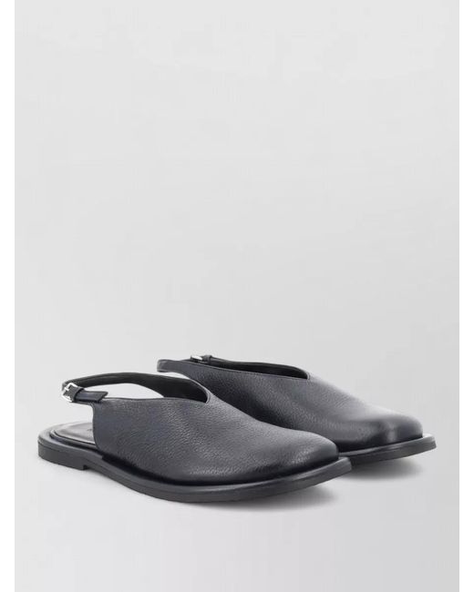Studio Nicholson Gray Textured Leather Sandals Open Toe Slingback