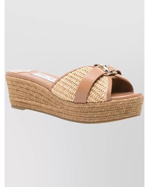 Jimmy Choo Natural Leda 50 Rope Wedge Heel Mules
