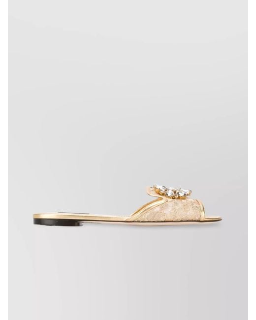 Dolce & Gabbana Leather Ayers Crystal Sandals Flip Flops Shoes main image 0