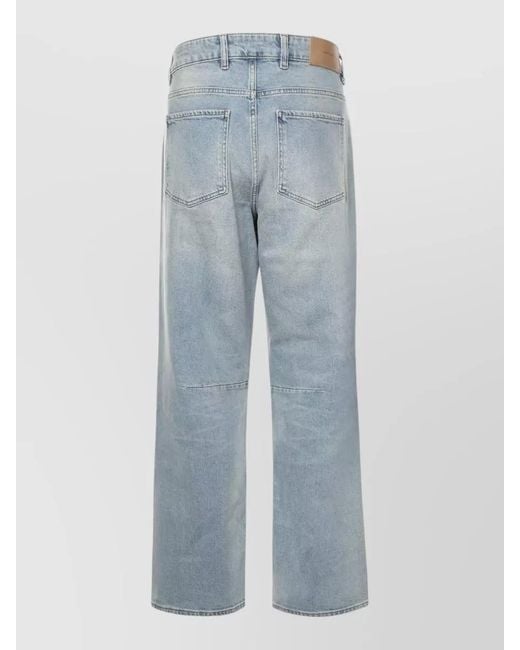 Represent Blue Straight Leg Trousers Belt Loops Five Pockets for men