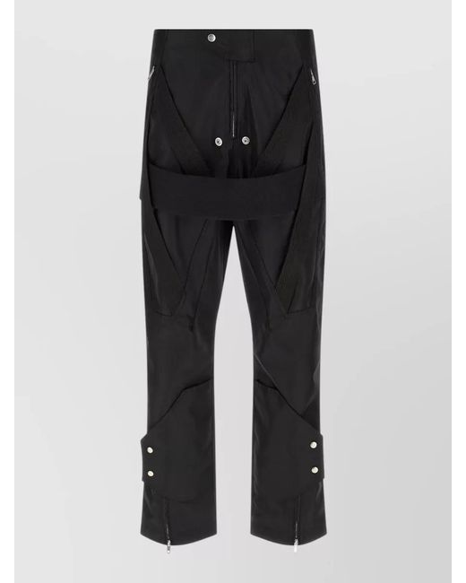 Rick Owens Black Strapped Moto Trousers Belt Loops Back Pocket for men