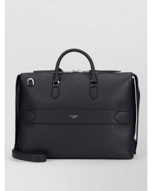 Dolce & Gabbana Black Leather Travel Handbag Shoulder Strap for men