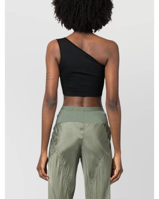 Rick Owens Black Knitted One-Shoulder Bandeau Top