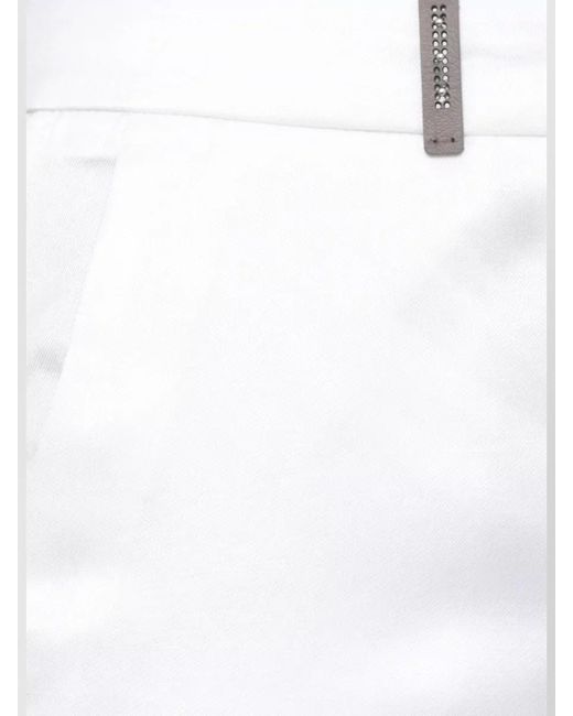 Peserico White High Waist Linen Wide Leg Trousers