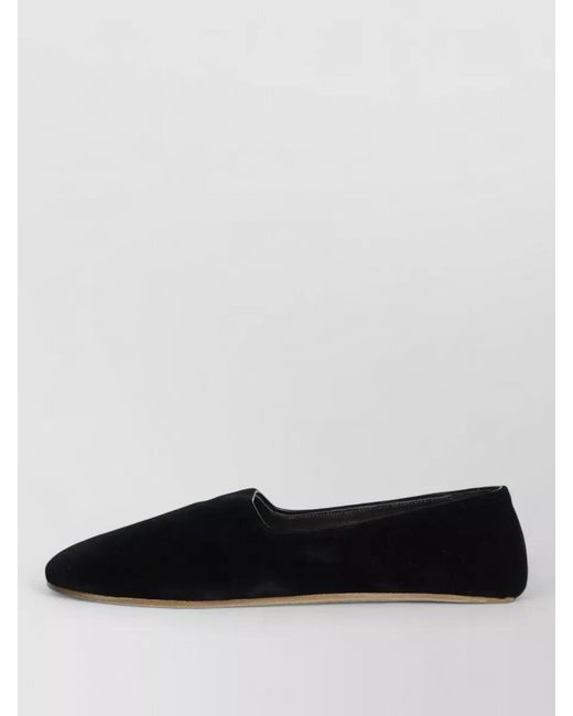 The Row Black Ponti Velvet Leather Sole Slippers