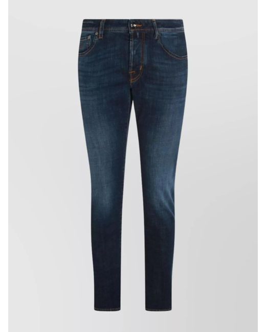 Jacob Cohen Blue Straight Fit Trousers Belt Loops for men