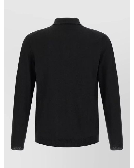 Zanone Black Flexwool Wool Polo Collared Knit Sweater for men