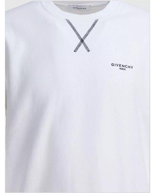 Givenchy White Cotton Logo Crewneck Sweatshirt for men