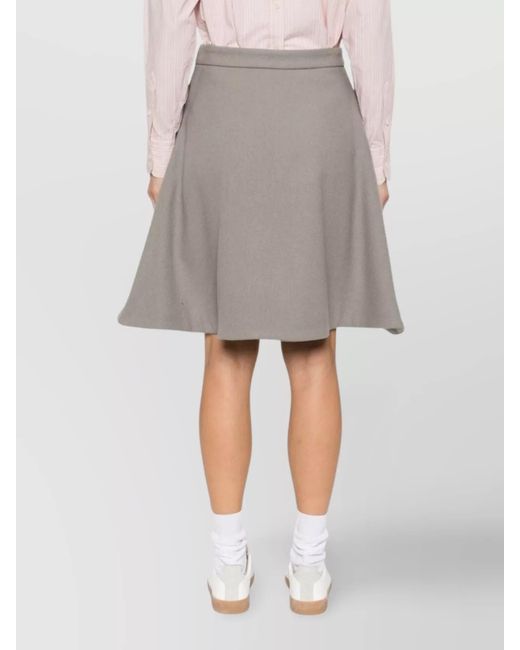 AMI Gray Wool-Blend Knitted Midi Skirt