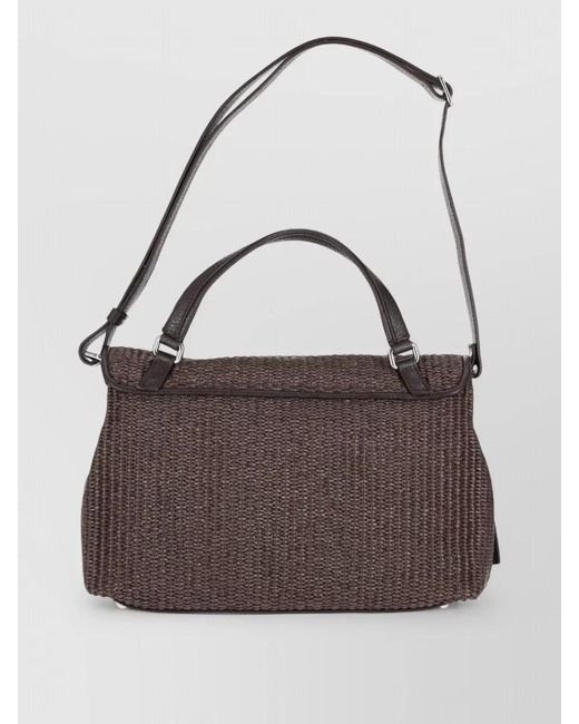Zanellato Brown Woven Texture Tote Bag Top Handle Shoulder