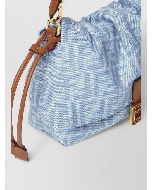 Fendi Blue Mamma Baguette Bucket Bag Adjustable Strap
