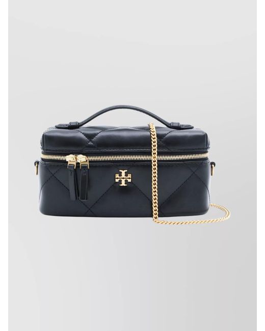 Tory Burch Blue Kira Leather Vanity Case Shoulder Bag