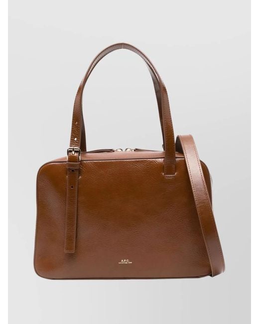 A.P.C. Brown Box Bag Featuring Adjustable Handles
