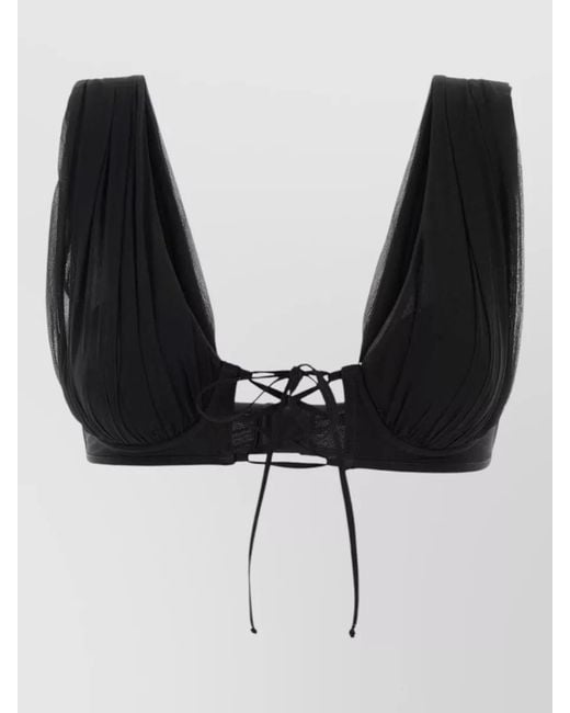 GIUSEPPE DI MORABITO Black Silk Bra Top Deep V Neckline