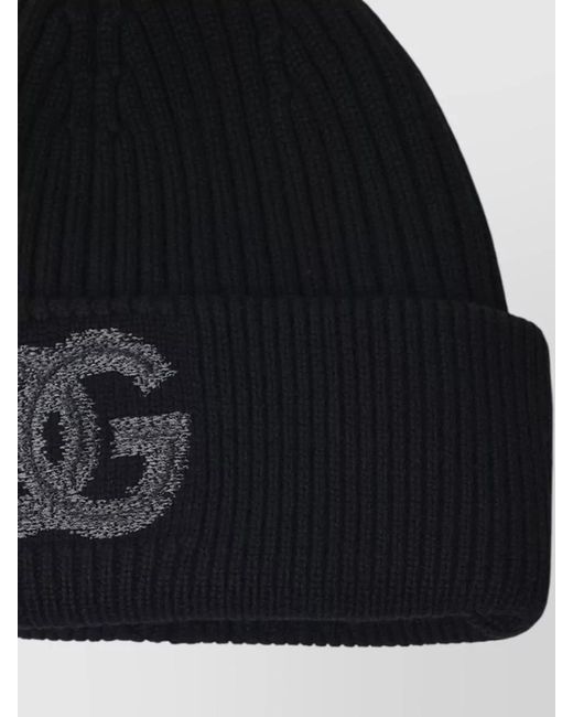 Dolce & Gabbana Blue Ribbed Logo Beanie for men