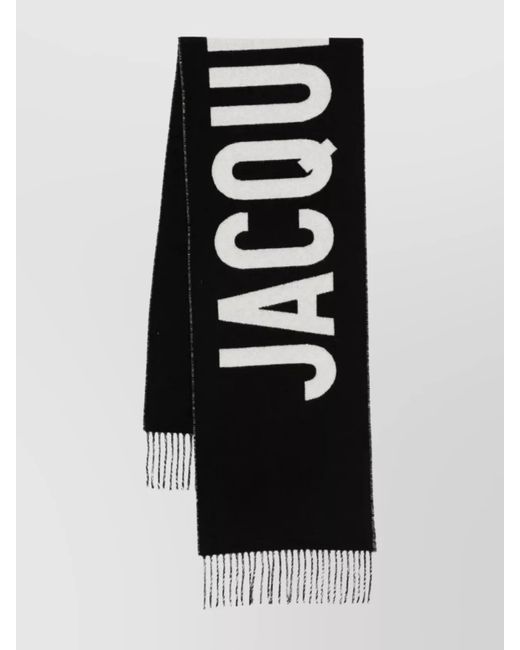 Jacquemus Black Fringe Logo Scarf