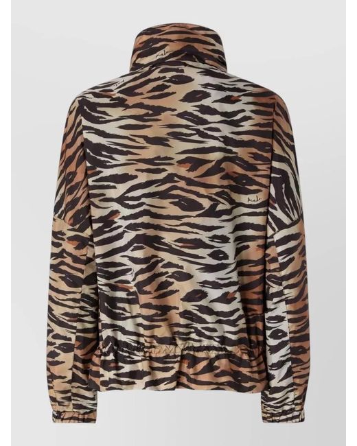 Pinko Brown Animal-Print Bomber Jacket