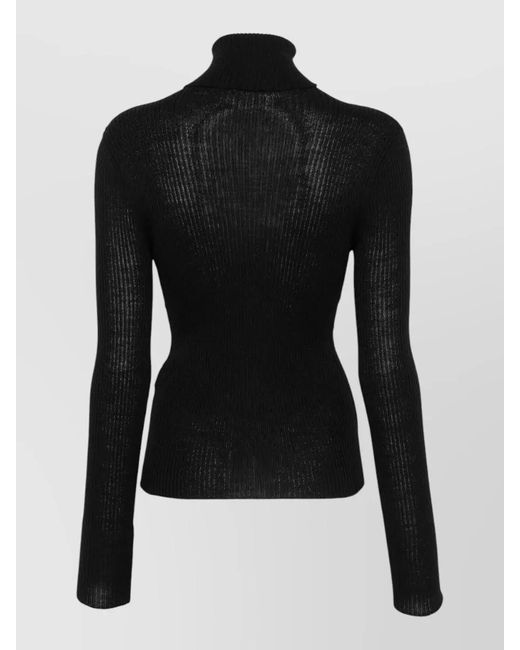 Roberto Collina Black Wool Turtleneck Sweatshirt