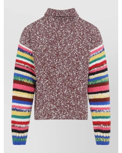 Céline Multicolor Polo Sweater Striped Sleeves Ribbed Trims for men