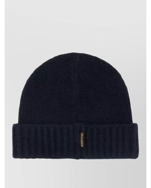 Moorer Blue Cashmere Beanie Hat Featuring Ribbed Cuff for men