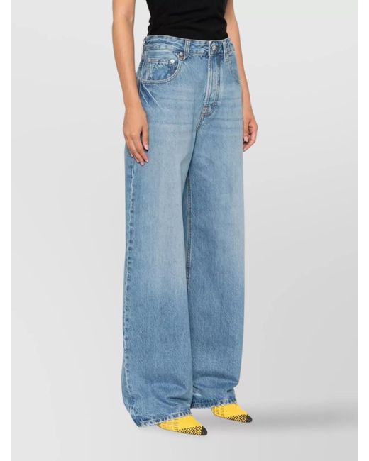 Jacquemus Blue Denim High-Rise Wide-Leg Jeans