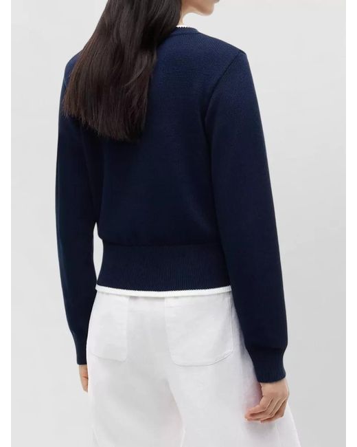 Tommy Hilfiger Blue Knit Embroidered Crewneck Sweater