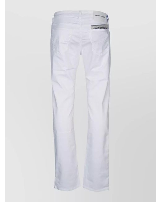 Jacob Cohen White Pants Belt Loops Back Pockets for men