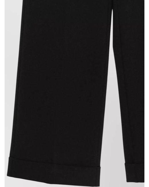 Semicouture Black Coline Trousers High Waist Wide Leg Cuffs