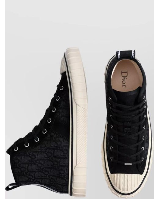 Dior Black High Top Sneakers Contrast Detailing Rubber Sole for men