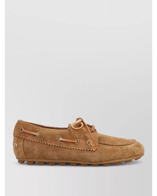 Hogan Brown Suede Lace Moccasin Boat Loafers