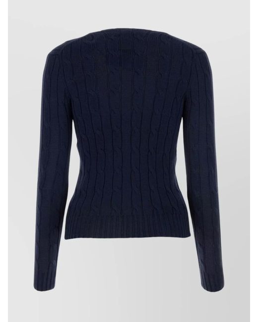 Polo Ralph Lauren Blue Polo Pony Versatile Cable Knit Crewneck Sweater