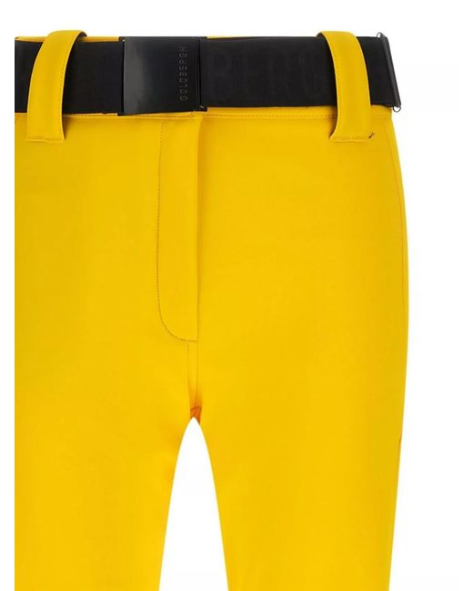 Goldbergh Yellow Flared Hem Trousers Contrast Waistband