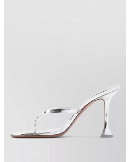 AMINA MUADDI White Juliette Thong Mules Mirrored Leather Heel