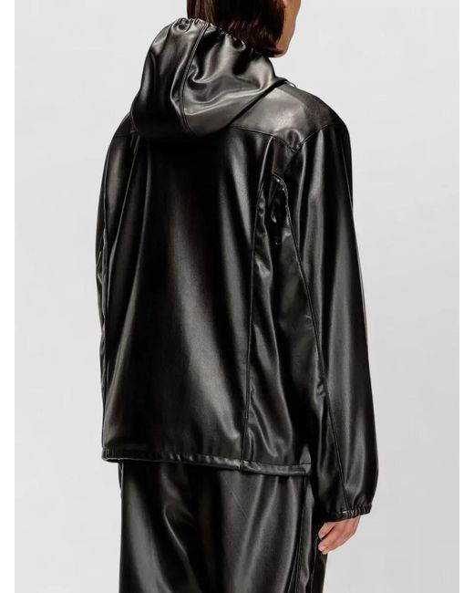 DIESEL Black Regular Fit Lined Drawstring Hooded Jacket for men