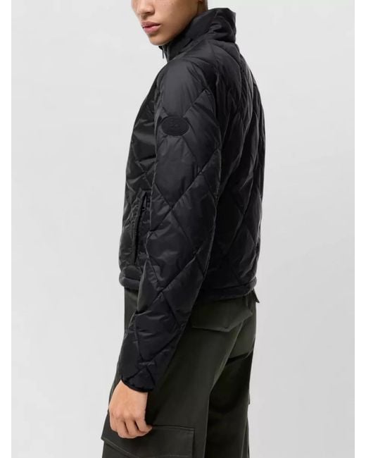 Burberry Black Cropped Quilted Jacket High Collar Pockets